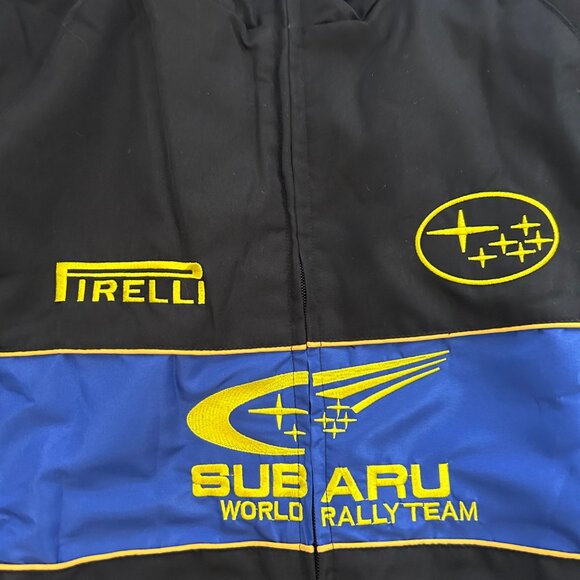 Subaru Rally Racing Jacket Black and Blue – Vintage Embroidered Bomber - Picture 2 of 7